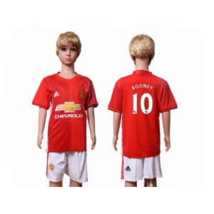 Manchester United #10 Rooney Home Kid Soccer Club Jersey1