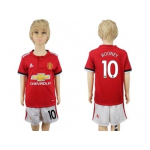 Manchester United #10 Rooney Home Kid Soccer Club Jersey