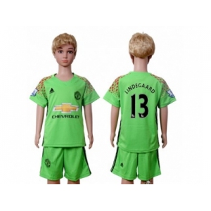 Manchester United #13 Lindegaard Green Kid Soccer Club Jersey