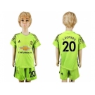 Manchester United #20 S.Romero Shiny Green Goalkeeper Kid Soccer Club Jersey