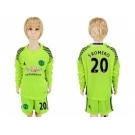 Manchester United #20 S.Romero Shiny Green Goalkeeper Long Sleeves Kid Soccer Club Jersey1