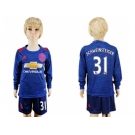 Manchester United #31 Schweinsteiger Away Long Sleeves Kid Soccer Club Jersey