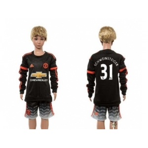 Manchester United #31 Schweinsteiger SEC Away Long Sleeves Kid Soccer Club Jersey