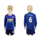Manchester United #6 Pogba Away Long Sleeves Kid Soccer Club Jersey