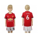 Manchester United #6 Pogba Home Kid Soccer Club Jersey
