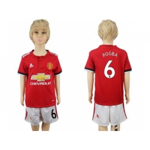 Manchester United #6 Pogba Home Kid Soccer Club Jersey