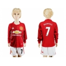 Manchester United #7 Memphis Home Long Sleeves Kid Soccer Club Jersey
