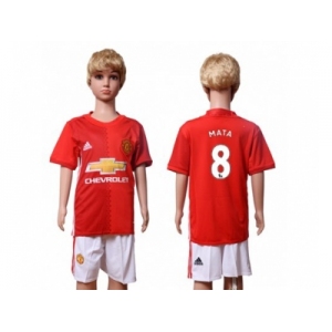 Manchester United #8 Mata Home Kid Soccer Club Jersey1