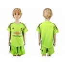 Manchester United Blank Shiny Green Goalkeeper Kid Soccer Club Jersey