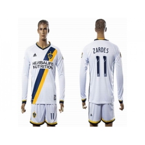 Los Angeles Galaxy #11 ZARDES White Home Long Sleeves Soccer Club Jersey