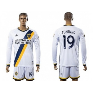 Los Angeles Galaxy #19 Juninho Home Long Sleeves Soccer Club Jersey