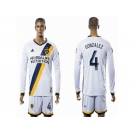 Los Angeles Galaxy #4 GONZALEZ White Home Long Sleeves Soccer Club Jersey