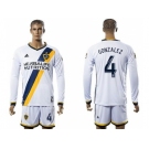 Los Angeles Galaxy #4 Gonzalez Home Long Sleeves Soccer Club Jersey