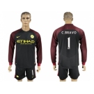 Manchester City #1 C.Bravo Away Long Sleeves Soccer Club Jersey