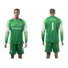 Manchester City #1 Hart Green Goalkeeper Long Sleeves Soccer Club Jersey