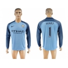 Manchester City #1 Hart Home Long Sleeves Soccer Club Jersey1