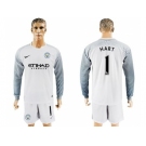 Manchester City #1 Hart White Goalkeeper Long Sleeves Soccer Club Jersey