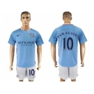 Manchester City #10 Kun Aguero Home Soccer Club Jersey2