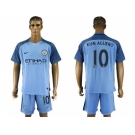 Manchester City #10 Kun Aguero Home Soccer Club Jersey3