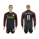 Manchester City #11 Kolarov Away Long Sleeves Soccer Club Jersey