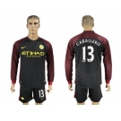 Manchester City #13 Caballero Away Long Sleeves Soccer Club Jersey