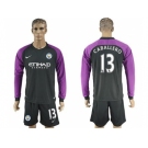 Manchester City #13 Caballero Black Goalkeeper Long Sleeves Soccer Club Jersey