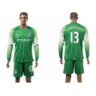 Manchester City #13 Caballero Green Goalkeeper Long Sleeves Soccer Club Jersey