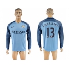 Manchester City #13 Caballero Home Long Sleeves Soccer Club Jersey1