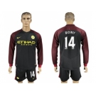 Manchester City #14 Bony Away Long Sleeves Soccer Club Jersey