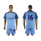 Manchester City #16 Kun Aguero Home Soccer Club Jersey