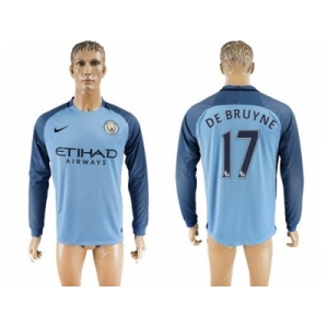 Manchester City #17 De Bruyne Home Long Sleeves Soccer Club Jersey1