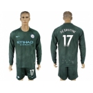 Manchester City #17 De Bruyne Sec Away Long Sleeves Soccer Club Jersey