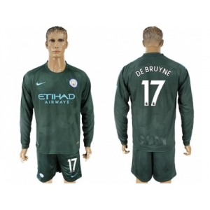 Manchester City #17 De Bruyne Sec Away Long Sleeves Soccer Club Jersey