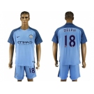 Manchester City #18 Delph Home Soccer Club Jersey3