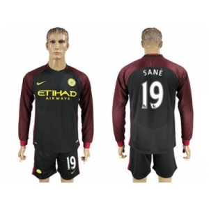 Manchester City #19 Sane Away Long Sleeves Soccer Club Jersey