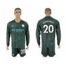 Manchester City #20 Bernardo Sec Away Long Sleeves Soccer Club Jersey