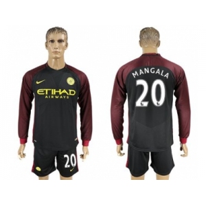 Manchester City #20 Mangala Away Long Sleeves Soccer Club Jersey