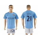 Manchester City #21 Silva Home Soccer Club Jersey1