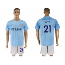 Manchester City #21 Silva Home Soccer Club Jersey