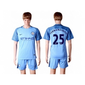 Manchester City #25 Fernandinho Home Soccer Club Jersey2