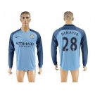 Manchester City #28 Denayer Home Long Sleeves Soccer Club Jersey1