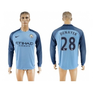 Manchester City #28 Denayer Home Long Sleeves Soccer Club Jersey1