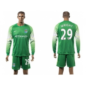 Manchester City #29 Wright Green Goalkeeper Long Sleeves Soccer Club Jersey