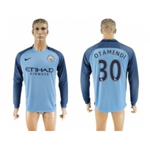 Manchester City #30 Otamendi Home Long Sleeves Soccer Club Jersey1