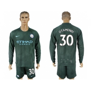 Manchester City #30 Otamendi Sec Away Long Sleeves Soccer Club Jersey