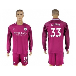 Manchester City #33 G.Jesus Away Long Sleeves Soccer Club Jersey