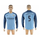 Manchester City #5 Zabaleta Home Long Sleeves Soccer Club Jersey1