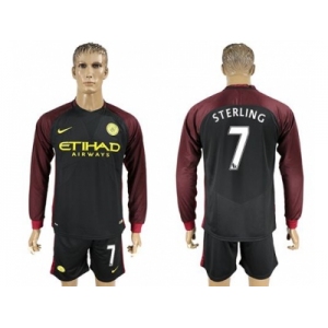 Manchester City #7 Sterling Away Long Sleeves Soccer Club Jersey