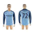 Manchester City #72 Iheanacho Home Long Sleeves Soccer Club Jersey1