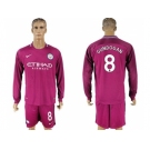 Manchester City #8 Gundogan Away Long Sleeves Socc